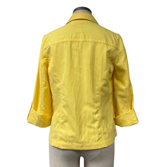 Chicos Womens Size 0 Yellow Snap Button Up Light Jacket - Picture 3 of 5